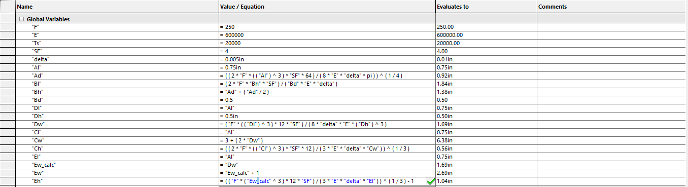 Changing the Equation for Section E height